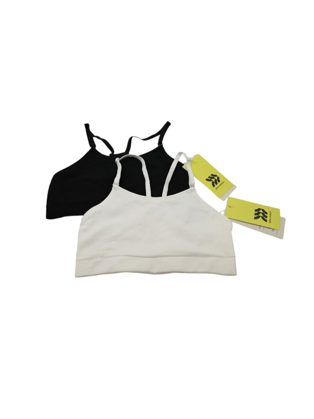 NWT All In Motion Lot of 2 Bras Pullover Sports Bra Sz 6-7 White Black Active